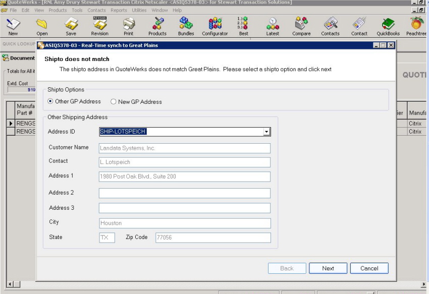 Real-Time Synch - Preview - Shipto 1